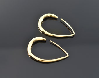 Earrings, EA-19GU, 2pcs, 16K Shiny Gold Plated Brass, Drop Earrings, 28x18mm, Nickel Free