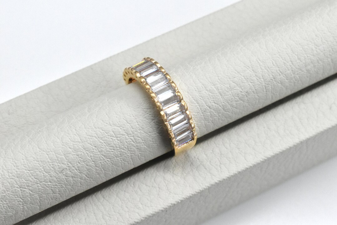 CZ Ring, RW-26G, 1 Piece, 16K Shiny Gold Plated Brass, Adjustable Ring ...