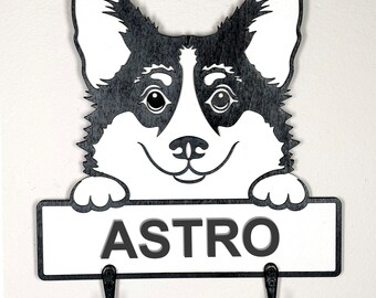 Corgi Personalized Dog Leash Hanger