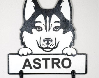 Husky Personalized Dog Leash Holder