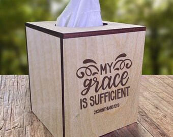 2 Corinthians 12:9 Engraved Tissue Box