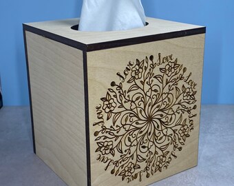 Hand Crafted Wood Tissue Box Cover, Tissue Box Cover