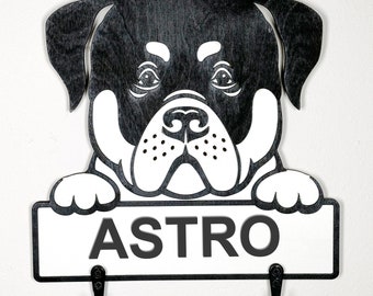 Rottweiler Personalized Dog Leash Holder
