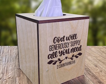 2 Corinthians 9:8 Engraved Tissue Box