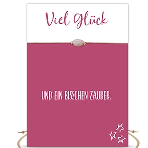 Rozenkwarts armband met wenskaart geluk, cadeau met edelsteen, vergulde kralen handgemaakte sieraden, elastiek uit Duitsland