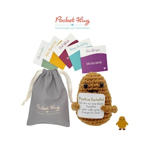Positive Potato – "Positive Energie", Motivation zum Verschenken im Leinensäckchen, fünf Karten, Geschenk mit Bedeutung, Pocked Hug
