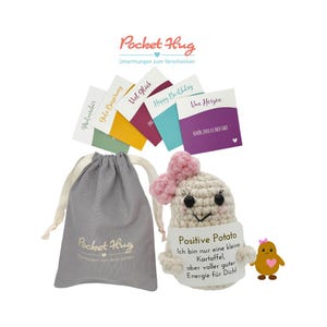 Positive Potato – "Positive Energie", Mädchen, Motivation zum Verschenken im Leinensäckchen, fünf Karten, Geschenk mit Bedeutung, Pocked Hug