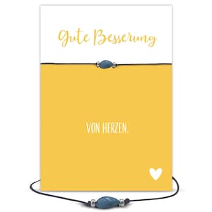 Bracelet de pierres précieuses Apartit et carte de vœux Guérissez bientôt, bracelet réglable, cadeau, encouragement, maladie, fabriqué à la main en Allemagne