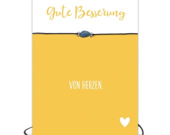 Edelsteenarmband Apartit en wenskaart Beterschap, verstelbare armband, cadeau, aanmoediging, ziekte, handgemaakt in Duitsland