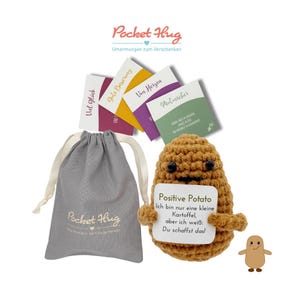 Positive Potato – "Du schaffst das", Motivation zum Verschenken im Leinensäckchen, vier Karten, Geschenk mit Bedeutung, Trennung, Pocked Hug