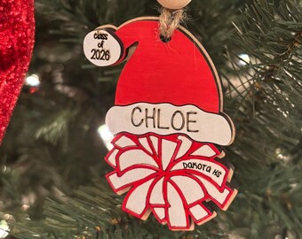 Personalized Cheer Ornament/Christmas Decor/Wood Ornament/Cheer Gift/Grad Gift