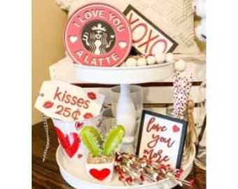 Valentine's Day Tiered tray signs/Laser cut signs/February Decor/Mini signs