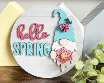 Happy Spring Gnome/3D wood signs/Laser cut signs/Tiered tray signs/Easter decor/Spring decor