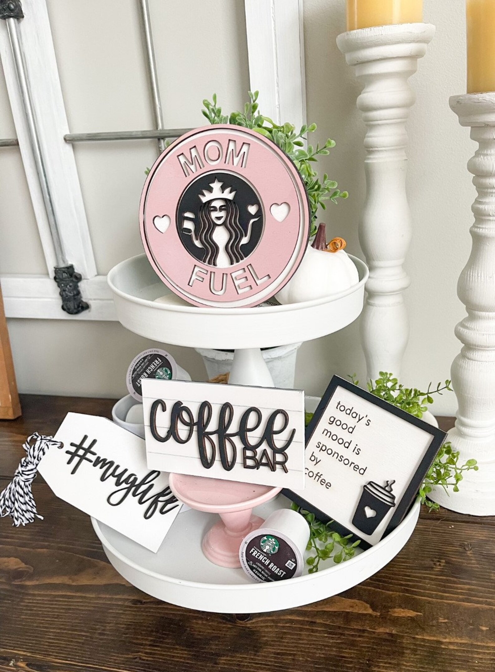 Coffee Themed Tiered Tray/3d Wood Signs/laser Cut Etsy