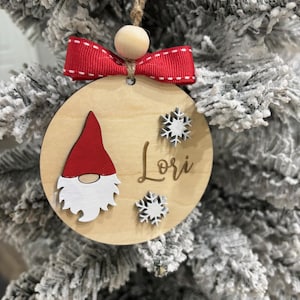 Personalized Christmas Ornaments/Custom Gnome wood ornaments/Christmas decor/Christmas gifts/Holiday decor