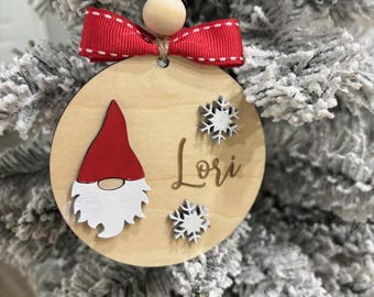 Personalized Christmas Ornaments/Custom Gnome wood ornaments/Christmas decor/Christmas gifts/Holiday decor