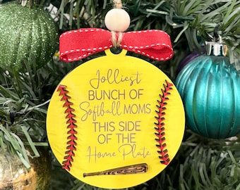 Jolliest Softball MOM Ornament/Funny Christmas Ornament/Gift for her/Gift for friend/Baseball