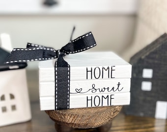 Tiered Tray Wood Book Stack, Home Sweet Home, Farmhouse Decor