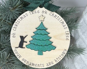 Funny Cat Ornament/Christmas Ornament/Gift for her/Gift for friend
