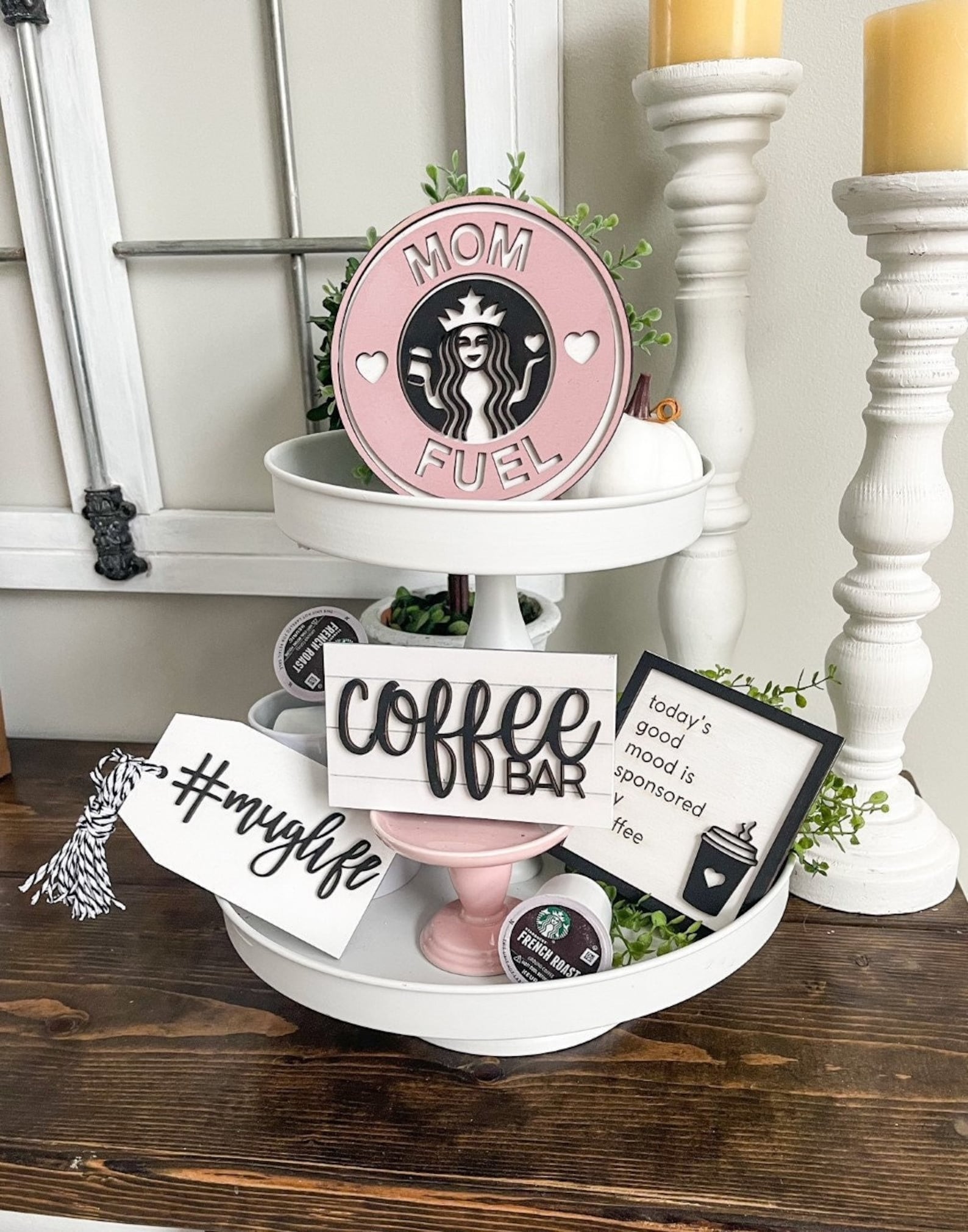 Coffee Themed Tiered Tray/3d Wood Signs/laser Cut Etsy