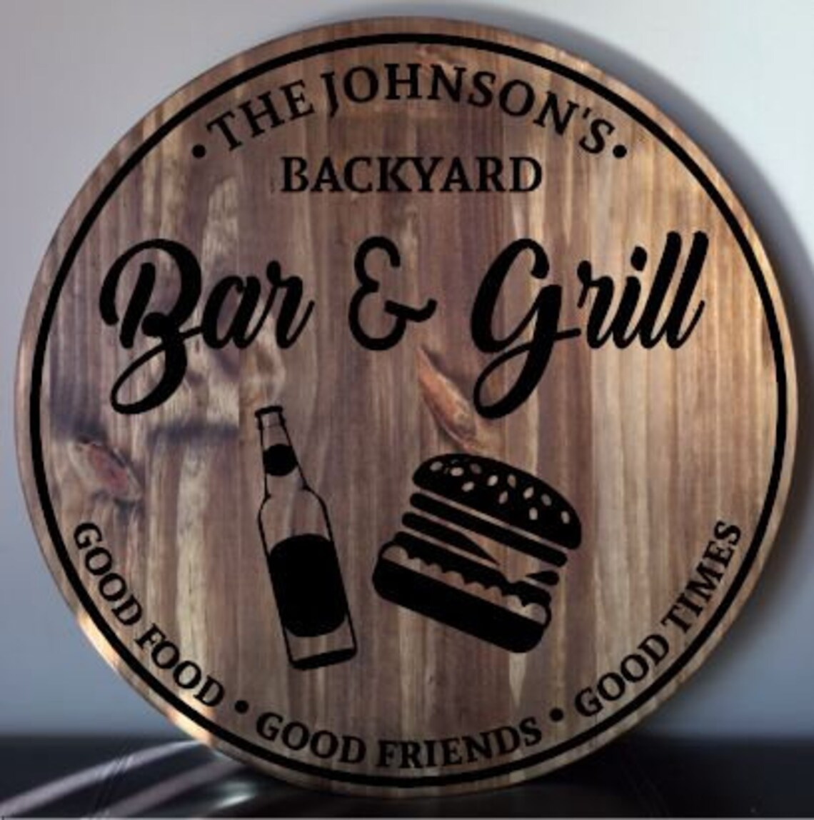Backyard Bar and Grill Sign/custom Patio Sign/personalized Etsy