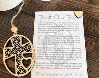 Cross Ornament/Faith Over Fear Christmas Ornament/Gift for her/Gift for friend/Christmas Gift