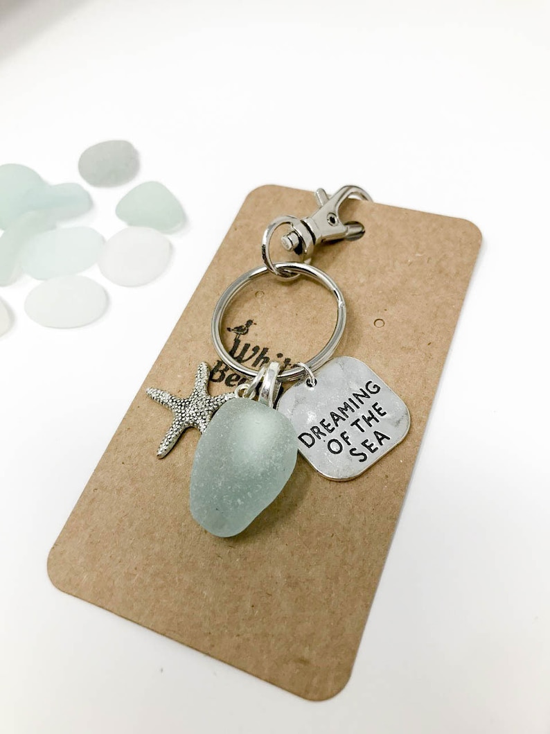 Pale Blue Dreaming of the Sea Sea Glass Keyring