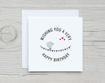 Happy birthday Card / Greetings Card / Sea Glass  - Wishing your a very happy birthday   / Customise with own wording