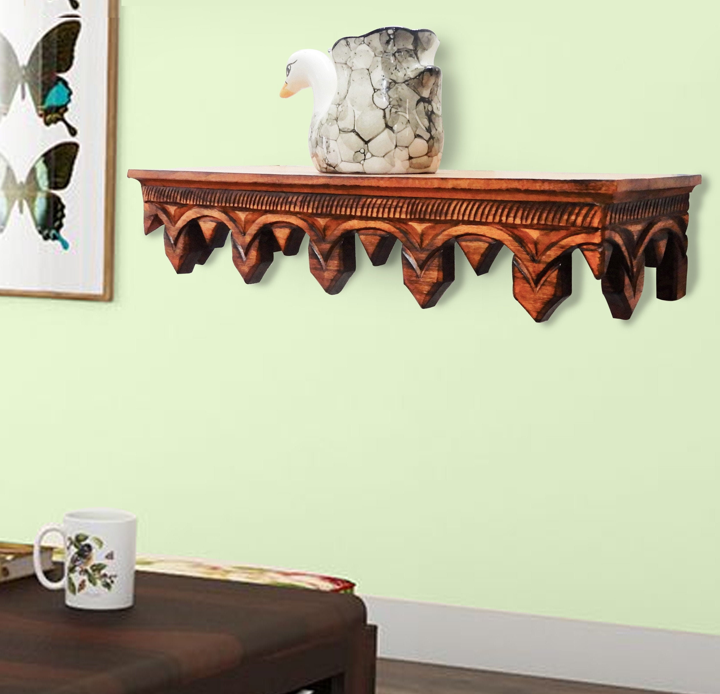 Wall Shelf Storage Shelf Kitchen Shelf Prayer Shelf Prayer Desk Pooja Temple Design Shelf 21 Inches Long Etsy
