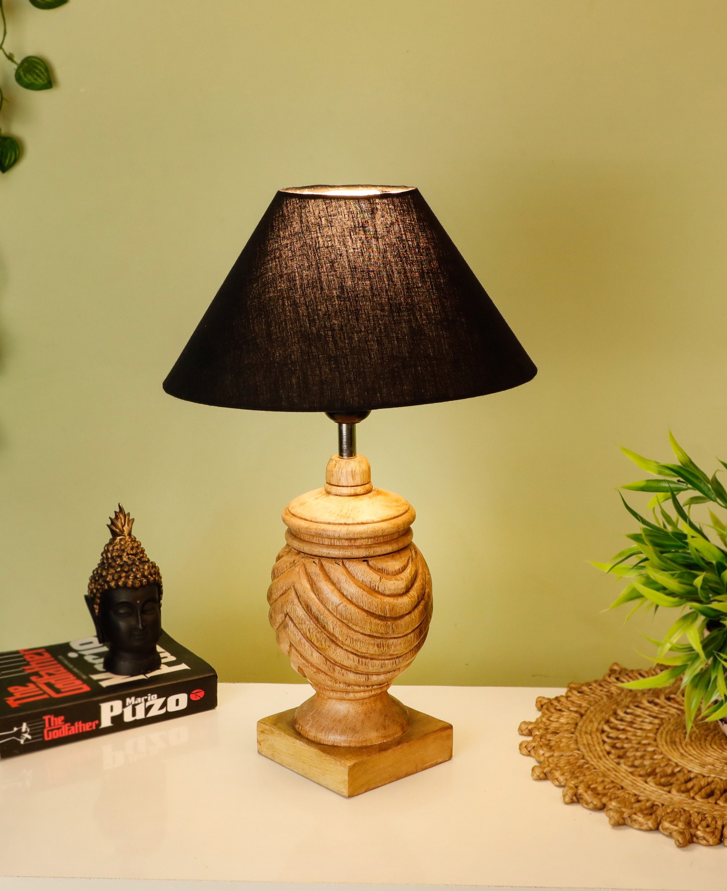 Hand carved wooden lamps deals