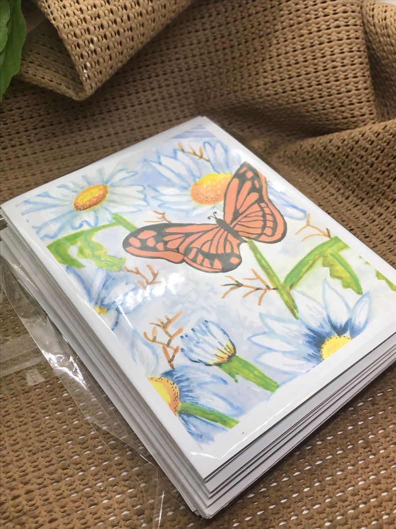 Note cards Butterfly Haven Illustrated Hand Water colored Blank Notes Bag of 10 image 6