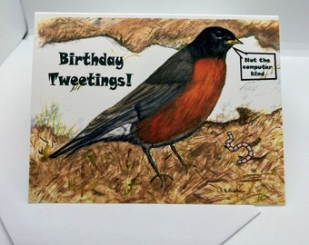 Happy Tweetings Birthday Card | 4 1/4" x 5 1/2" | Robin |