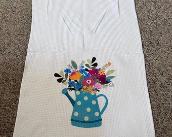 Watering Flower Pot Waffle Towel