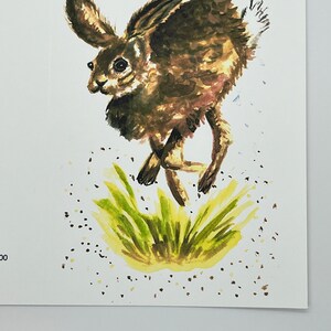 Note cards Bunny Hoppin&#39; | Illustrated Hand Water colored Blank Notes | Bag of 4
