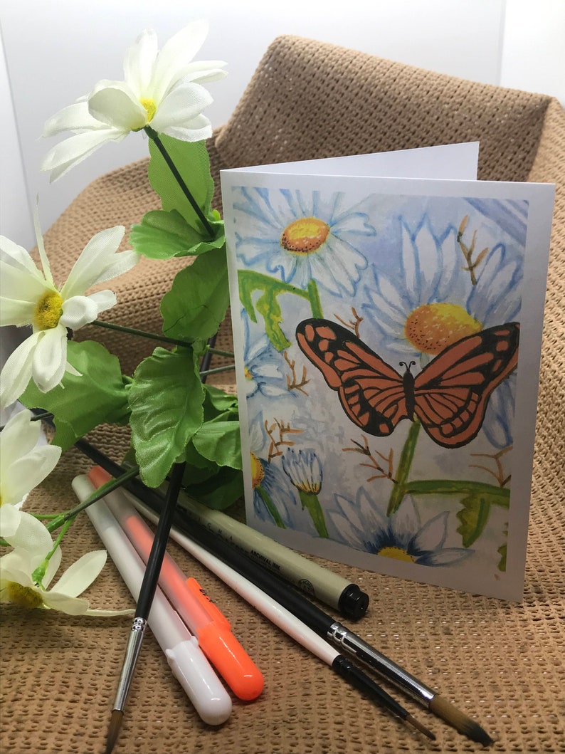 Note cards Butterfly Haven Illustrated Hand Water colored Blank Notes Bag of 10 image 4