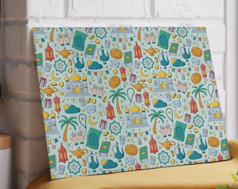 Iftar-tafel glazen snijplank, Ramadan keukendecor, Eid-cadeau, boho keukenaccessoire, Ramadan Kaasplank, Ramadan-cadeau, ramadan