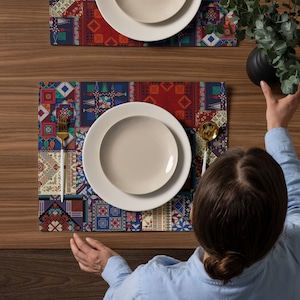 Ensemble de napperons brodés palestiniens, décoration d&#39;intérieur palestinienne, napperon de table,