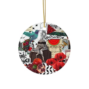 Palestine design Christmas Acrylic Ornament, Free Palestine ornament, Palestinian design Xmas decoration ornament