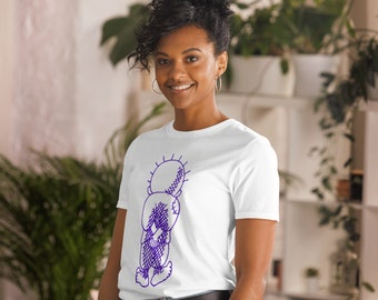 handala Short-Sleeve Unisex T-Shirt, Hanzala tshirt, Hanthala Palestinian crewneck, purple Hanzala tee,