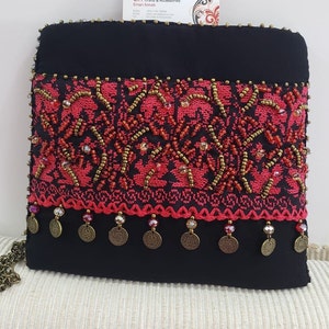handmade Arabic Palestinian tatreez crossbody design, authentic bag, one piece, Authentic traditional design, for grandmother for sister
