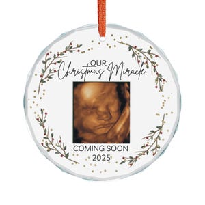 personalized ultrasound Pregnancy Announcement Ornament, Holiday Ornament, Baby Announcement Gift, Christmas Decor, Coming Soon 2025