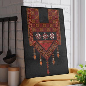 Planche à découper en verre palestinienne Tatreez, plateau de service pour le ramadan et l&#39;Aïd, cadeau pour musulmans, décoration de cuisine, plateau de fromages, table d&#39;iftar, suhoor