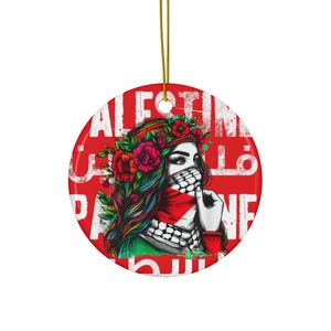 Palestine Ceramic Ornament, Palestinian Design, Free Palestine Christmas Decoration, Holiday Gift, Tree Ornament, Home Decor, FreePalestine