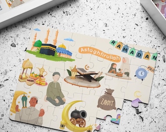 Ramadan Kids Puzzle, 30 Pieces - Learning about the Principles of Ramadan, Perfect Gift for Family and Friends for Ramadan and Eid, Islamic