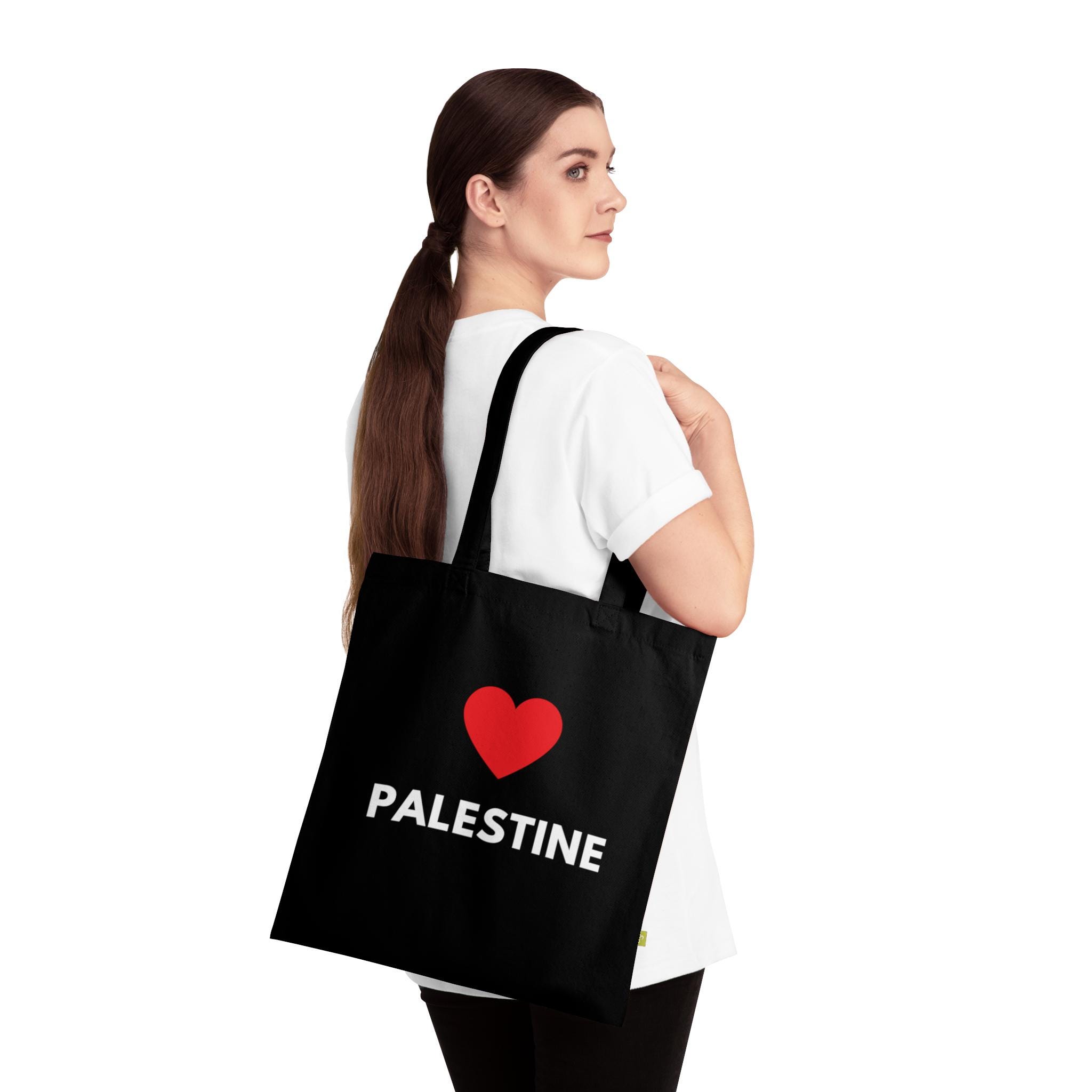 love Palestine Organic Cotton Tote Bag, Palestine tote bag, Palestine bag