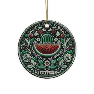 Ceramic Ornaments, Palestine Watermelon Design Christmas Ornament, Holiday Decoration, Tree Decor, Festive Gift, Souvenir Ornament,