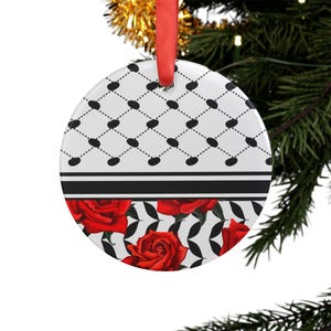 Palestine Acrylic Ornament with Ribbon, Christmas tree ornament, Kuffiya Christmas ornament, Palestine ornament, Palestine Kuffiya