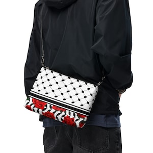 Palestinian Crossbody bag ,Kufiya zip closure, Printed pattern, Palestinian gift, Keffieh, Keffiyeh, Arabic, Palestine, Palestinian Kufiya