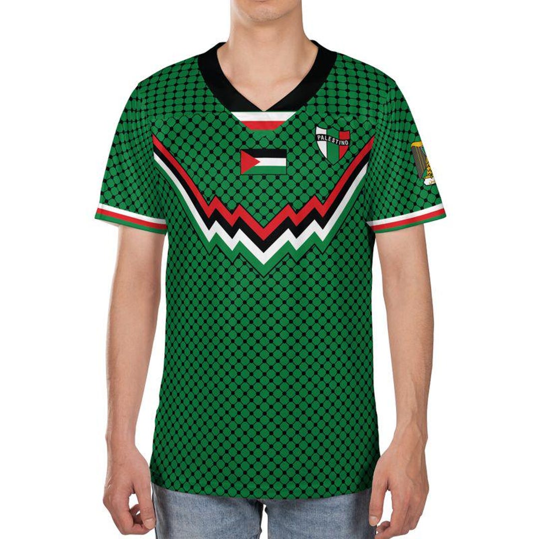 FC Palestina Cyan Retro Full Sleeve Fan Version Football Soccer Jersey