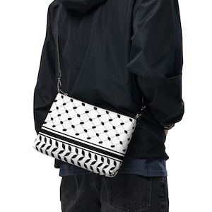 Sac à bandoulière palestinien, fermeture à glissière Kufiya, motif imprimé, cadeau palestinien, keffieh, keffieh, arabe, Palestine, kufiya palestinienne